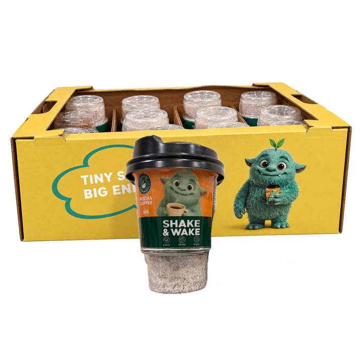 Shake & Wake Mocha Coffee (190 ml) – 12-Pack Case | Ready-to-Mix Iced Coffee | With Sugar