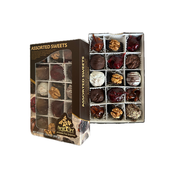 Assorted Armenian Sweets (12.3 oz) – Premium Gourmet Gift Box | Dried Fruits, Walnuts & Figs | Chocolate-Covered & Pomegranate/Grape Syrup Delights