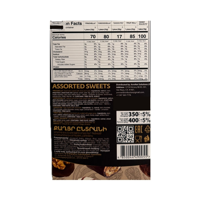 Assorted Armenian Sweets (12.3 oz) – Premium Gourmet Gift Box | Dried Fruits, Walnuts & Figs | Chocolate-Covered & Pomegranate/Grape Syrup Delights