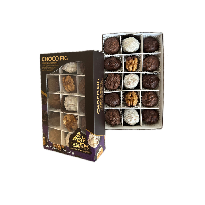 ChocoFig (12.3 oz) – Premium Armenian Chocolate-Covered Figs & Walnuts | Dark, Milk & White Chocolate | Only 1g Added Sugar | Handcrafted Gourmet Gift